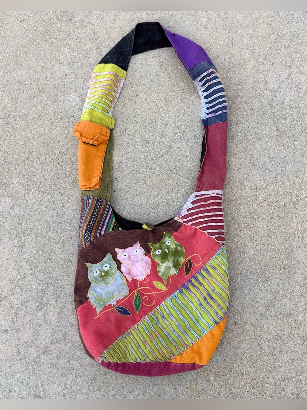 Bohemian Owl Patchwork Messenger Bag Hippie Sling Purse Shoulder Bag boho